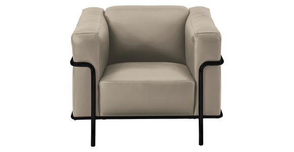 SESSEL in Echtleder Beige - Beige/Schwarz, Design, Leder/Metall (91/67/96cm) - Johann Jakob