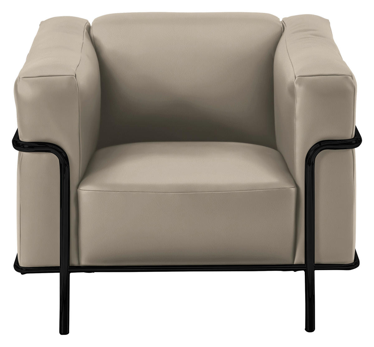 SESSEL in Echtleder Beige  - Beige/Schwarz, Design, Leder/Metall (91/67/96cm) - Johann Jakob