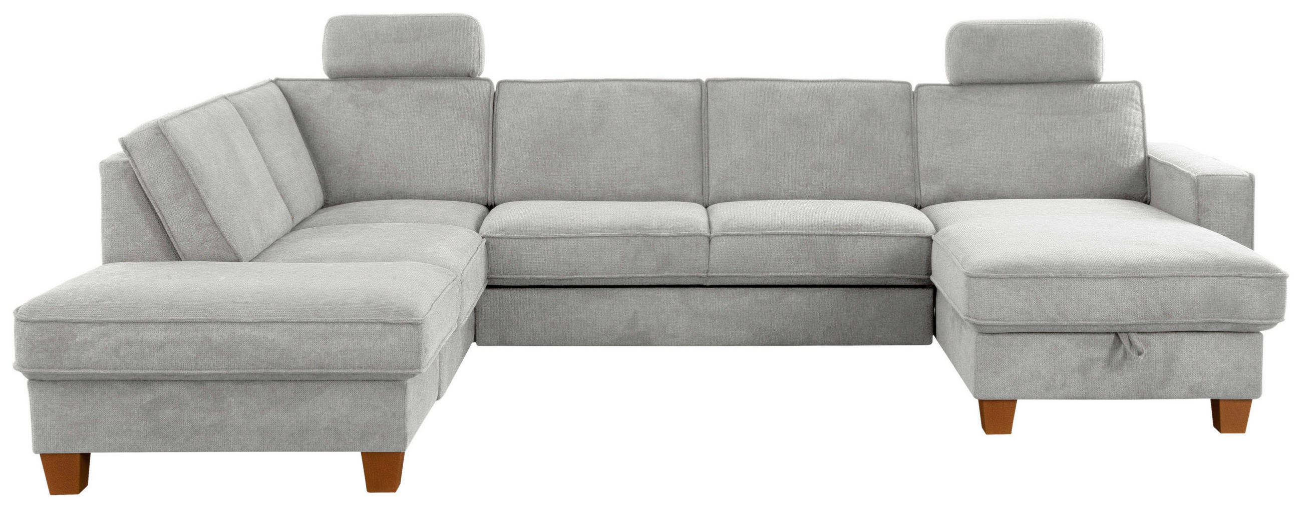 WOHNLANDSCHAFT in Flachgewebe Silberfarben  - Eichefarben/Silberfarben, Konventionell, Holz/Textil (213/309/161cm) - Sit & More