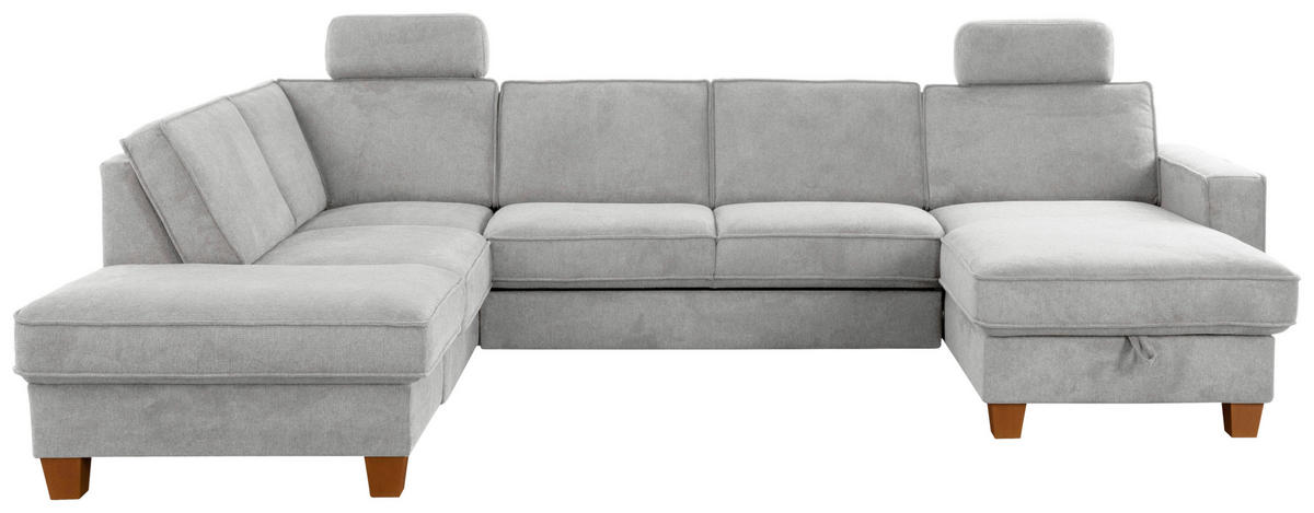 WOHNLANDSCHAFT in Flachgewebe Silberfarben  - Eichefarben/Silberfarben, Konventionell, Holz/Textil (213/309/161cm) - Sit & More