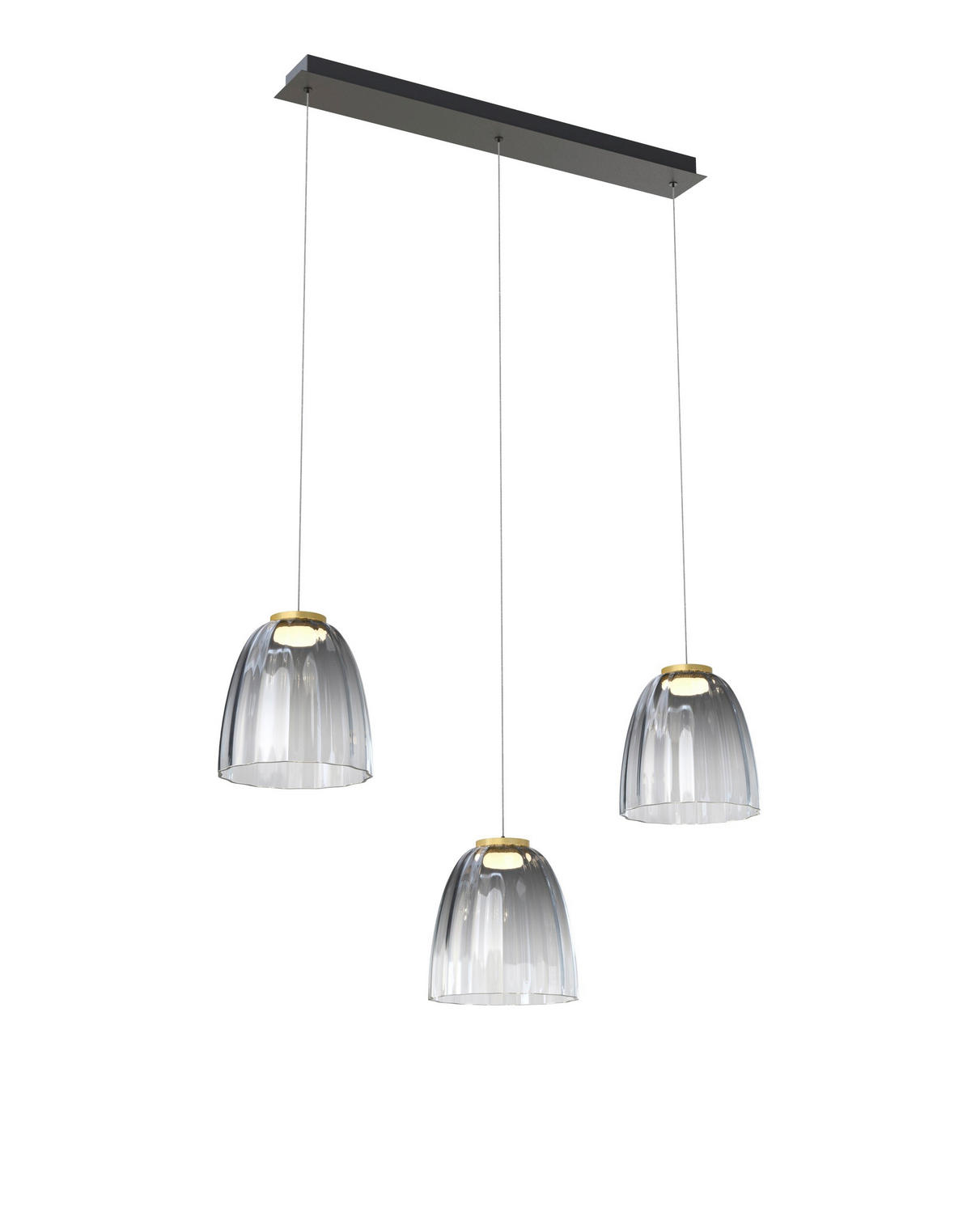 ZÁVESNÉ LED SVIETIDLO, 90/22/150 cm  - čierna/zlatá, Design, kov/sklo (90/22/150cm)