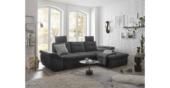 ECKSOFA  in Mikrovelours Schwarz  - Schwarz, KONVENTIONELL, Kunststoff/Textil (275/170cm) - Carryhome