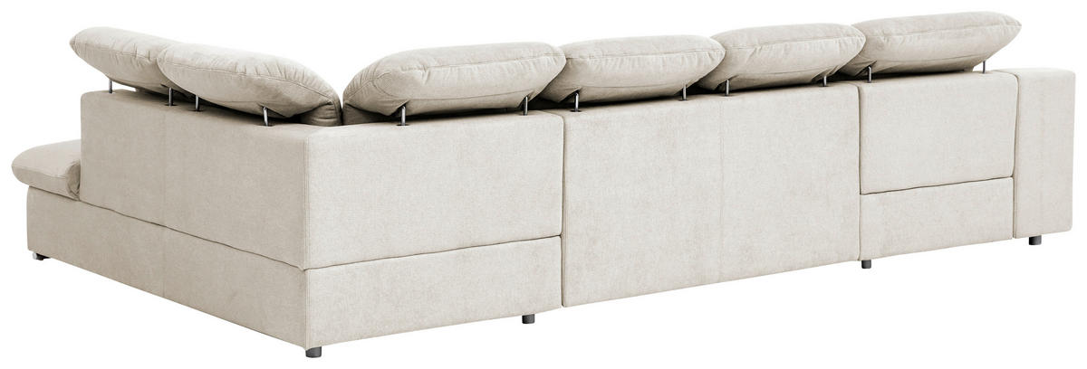 WOHNLANDSCHAFT in Chenille Creme  - Chromfarben/Creme, Design, Textil/Metall (165/353/212cm) - Livetastic