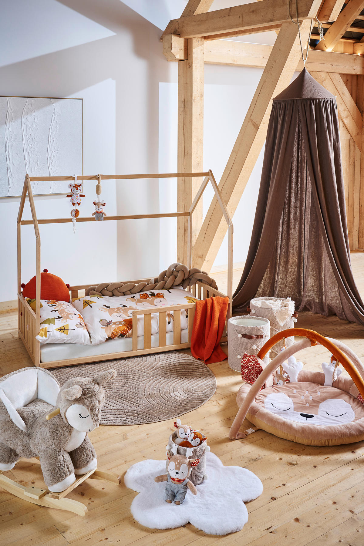 SCHAUKELPFERD - Taupe/Weiss, Basics, Holz/Textil (68/33/55cm) - Patinio
