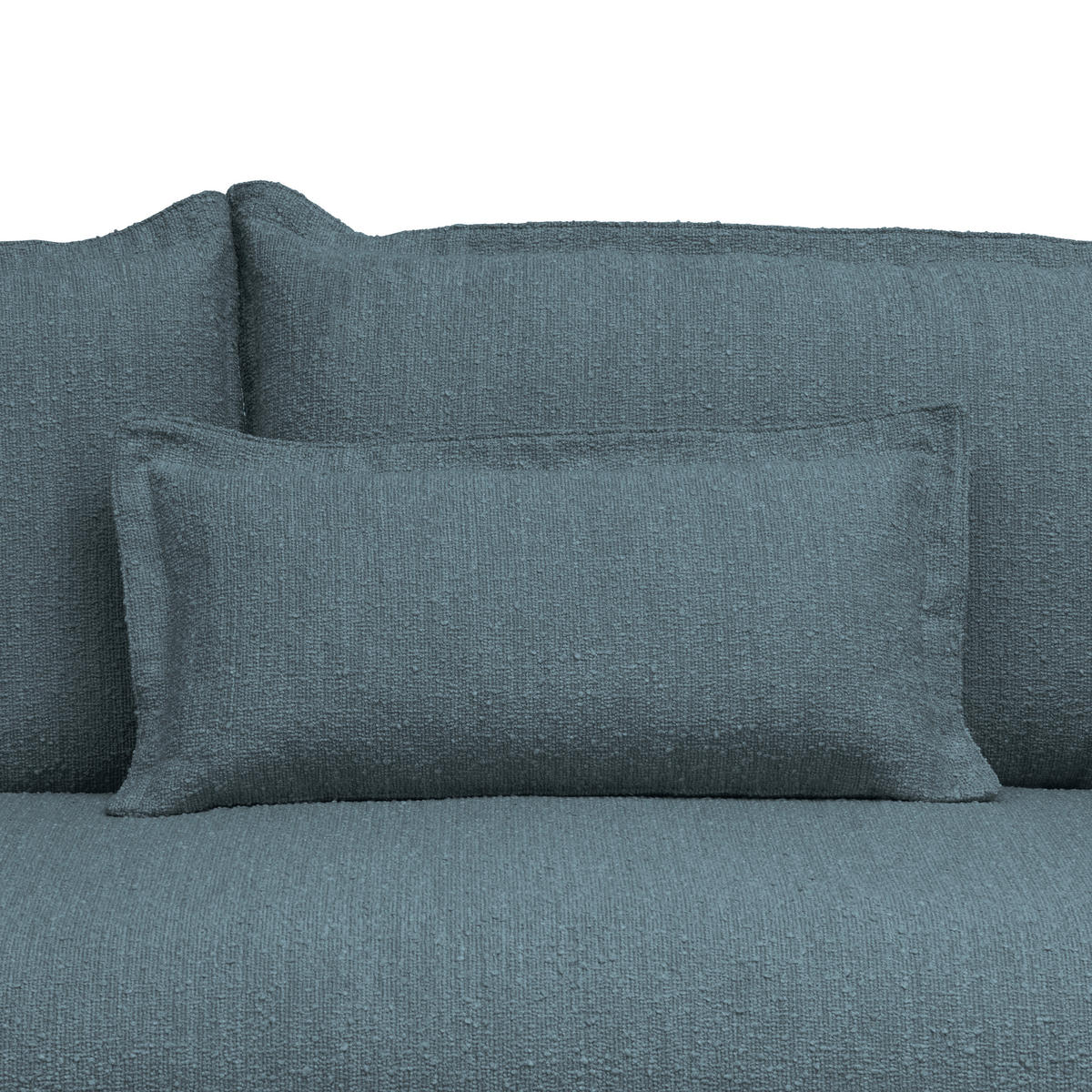 HUSSEN-SOFA in Flachgewebe, Bouclé Blau  - Blau, Trend, Textil/Metall (195/82/98cm) - Livetastic