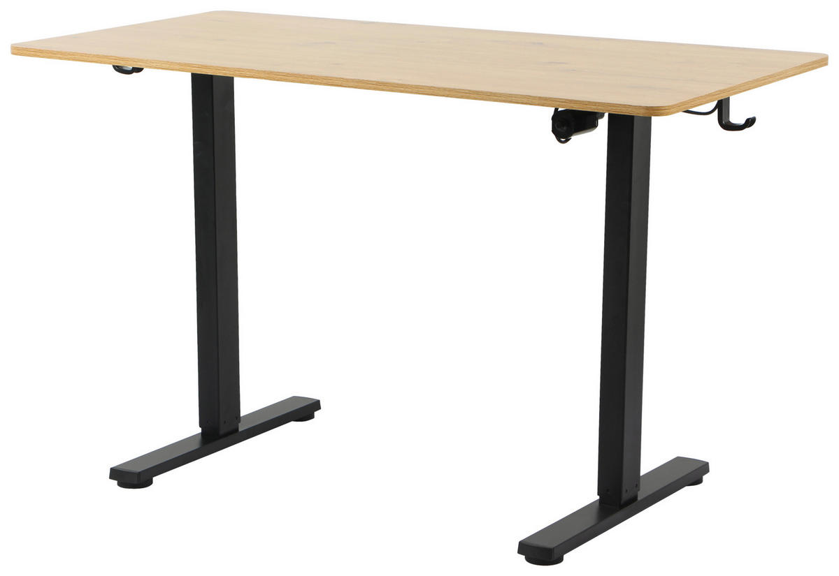 PÍSACÍ STÔL, čierna, farba duba, 120/60/73-118 cm - čierna/farba duba, Design, kov/kompozitné drevo (120/60/73-118cm) - Carryhome