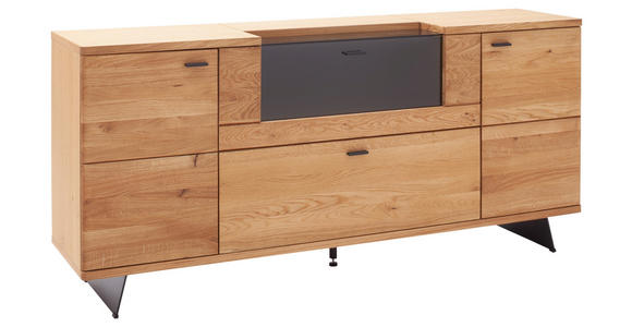SIDEBOARD Wildeiche  190/87/44 cm  - Wildeiche/Anthrazit, Natur, Glas/Holz (190/87/44cm) - Linea Natura