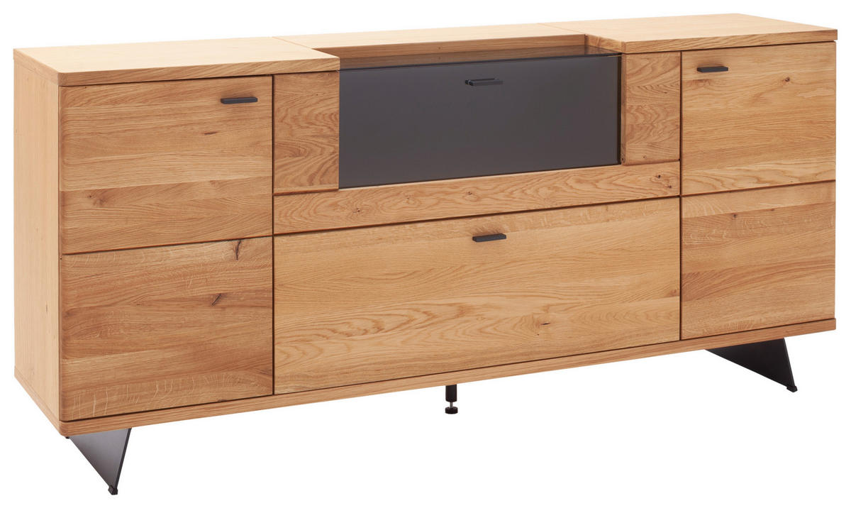 SIDEBOARD Wildeiche  190/87/44 cm  - Wildeiche/Anthrazit, Natur, Glas/Holz (190/87/44cm) - Linea Natura
