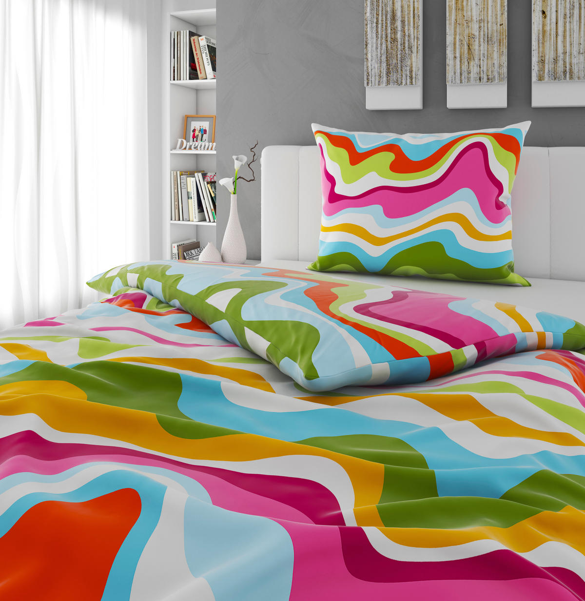 POSTEĽNÁ BIELIZEŇ, satén, viacfarebná, 140/200 cm - viacfarebná, Trend, textil (140/200cm) - Esposa