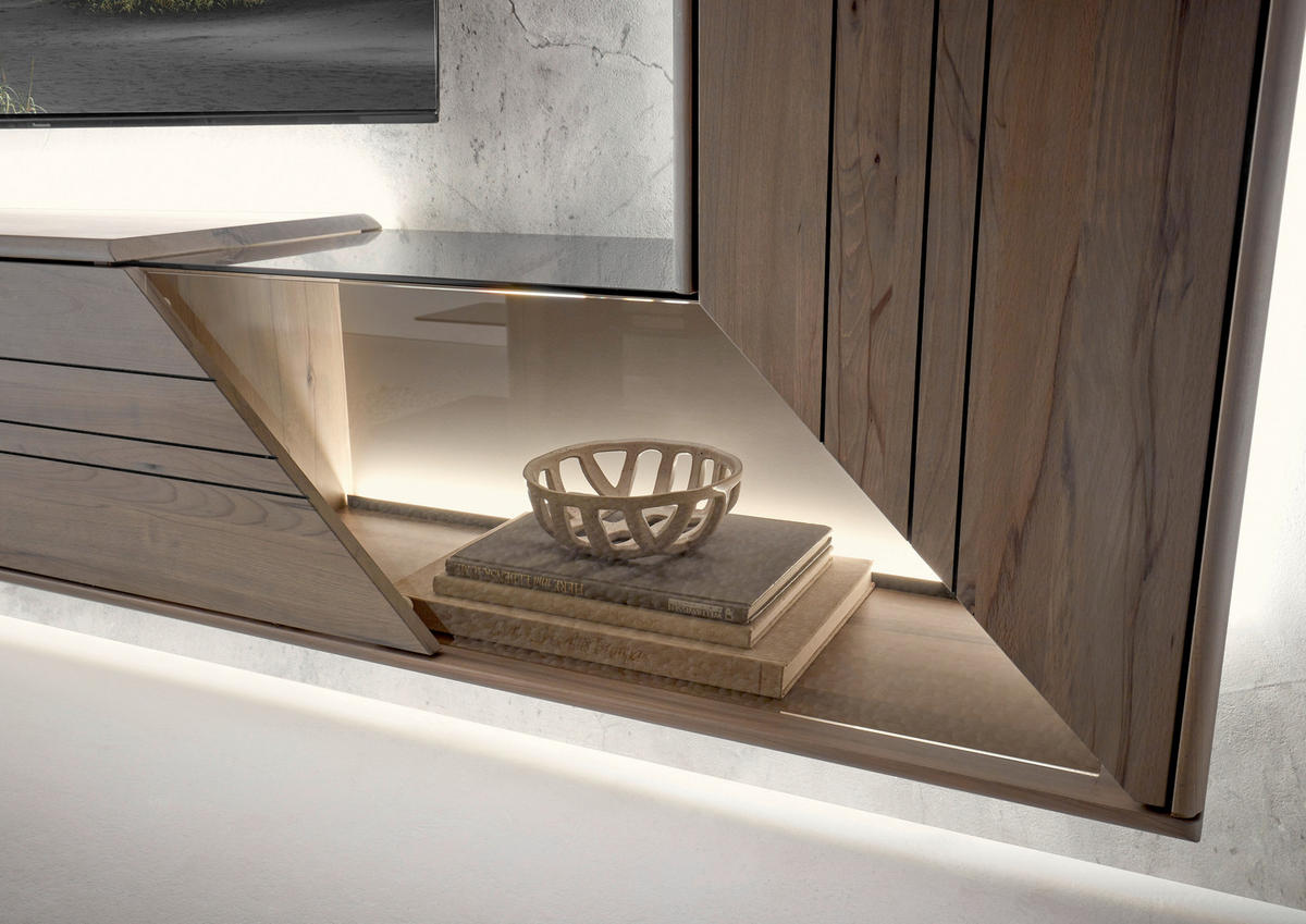 WOHNWAND  in Buchefarben, Sandfarben  245/178/41 cm   - Sandfarben/Buchefarben, Design, Glas/Holz (245/178/41cm) - Johann Jakob