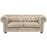CHESTERFIELD-SOFA in Lederlook Creme  - Wengefarben/Creme, LIFESTYLE, Holz/Textil (206/76,5/96cm) - Landscape