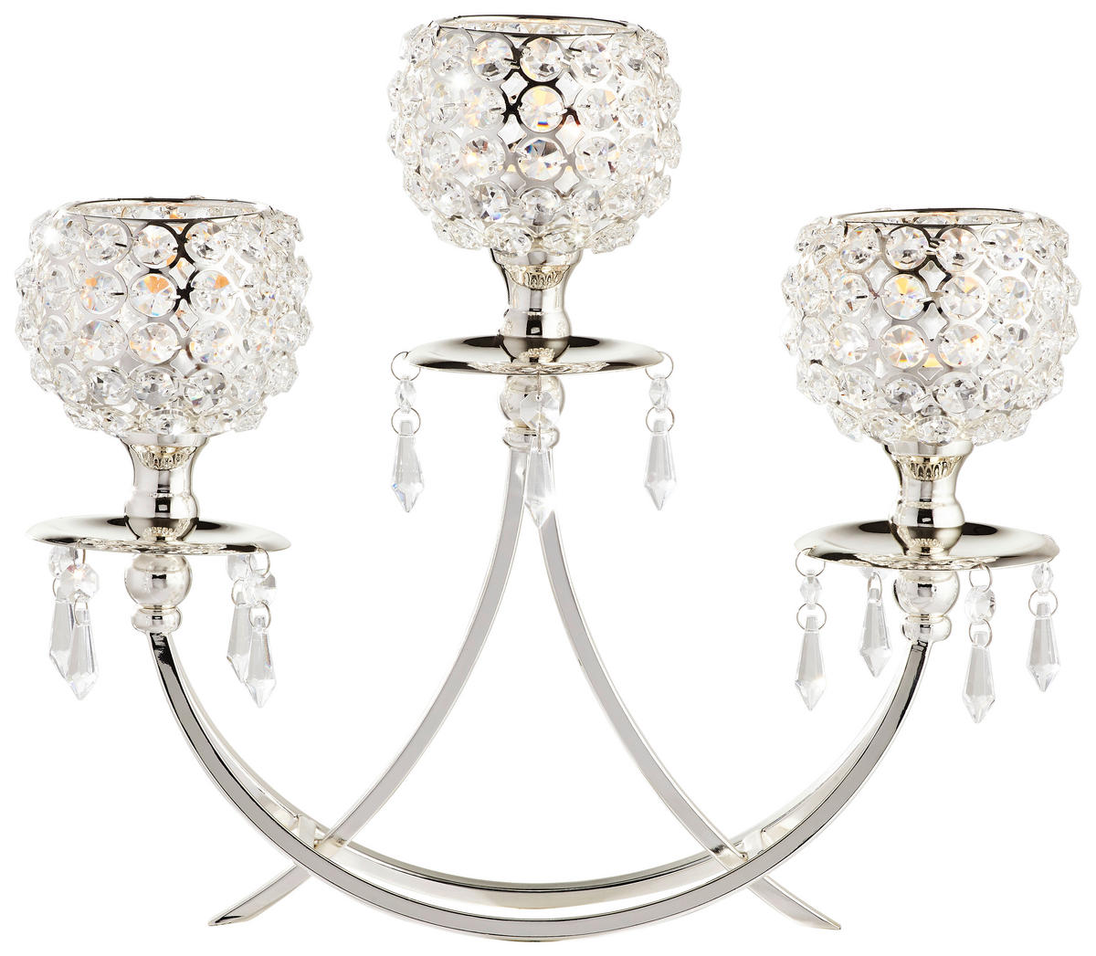 KERZENHALTER - Silberfarben, Basics, Glas/Metall (38/10/33cm) - Ambia Home