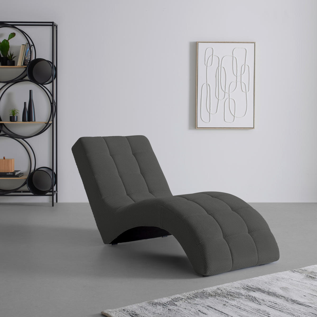 LIGGFÅTÖLJ i vävt tyg grå  - svart/grå, Modern, textil/plast (68/80/167cm) - MID.YOU