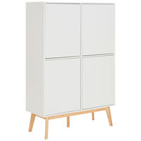 VYSOKÁ KOMODA, kaučukové dřevo, bílá, 100/149/40 cm - bílá/přírodní barvy, Design, dřevo/kompozitní dřevo (100/149/40cm) - MID.YOU