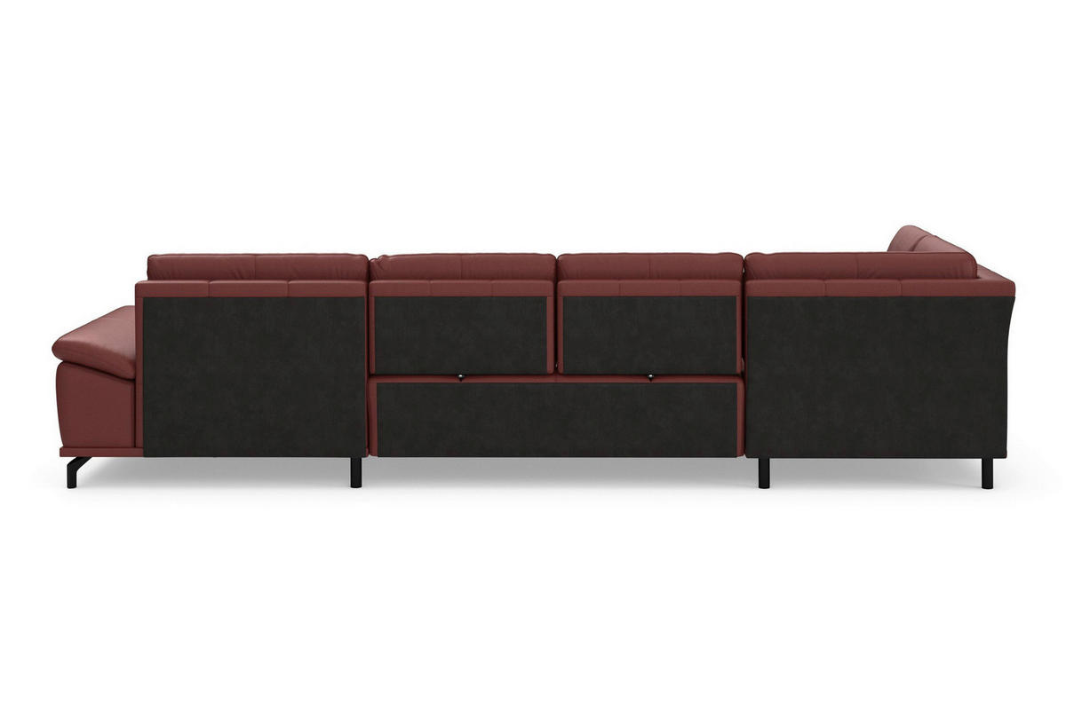 SEDACÍ SOUPRAVA, kůže, červenohnědá - černá/červenohnědá, Basics, kov/textil (223/363/176cm) - Sit & More