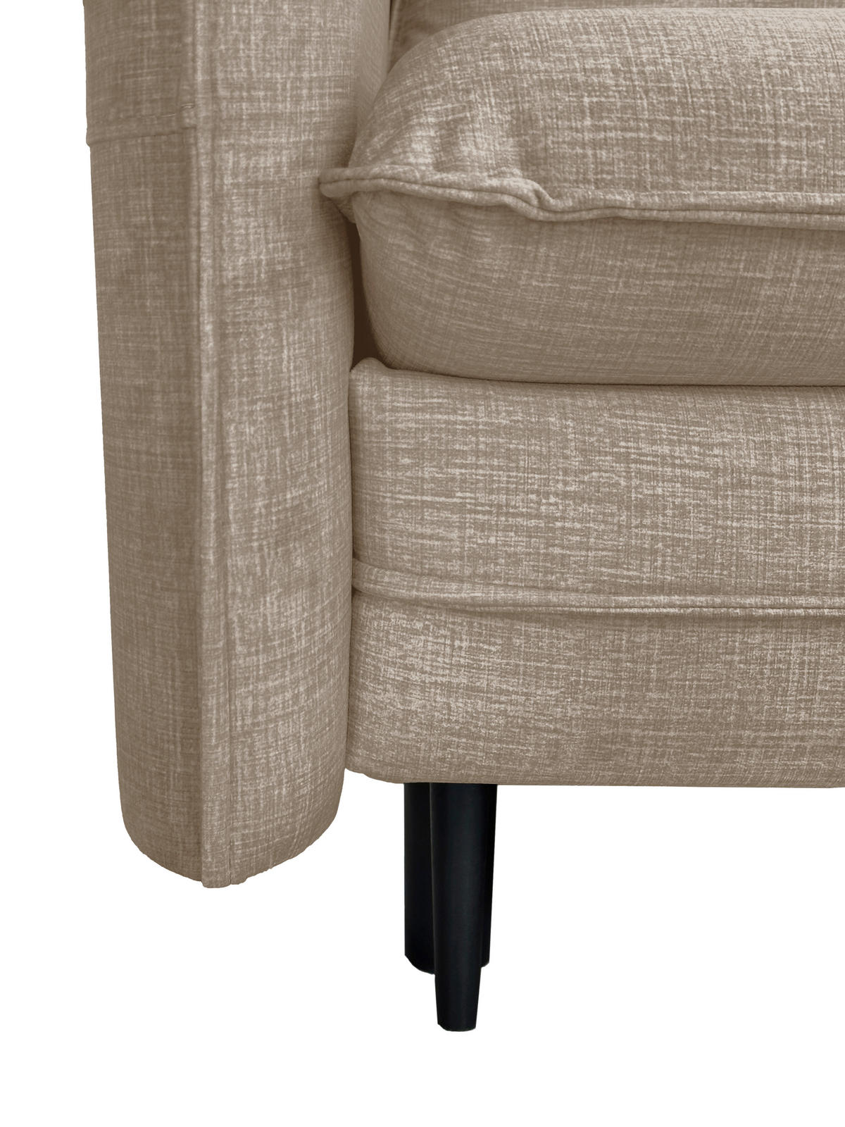 SCHLAFSOFA  mit Liegefunktion Flachgewebe Beige  - Beige/Schwarz, Design, Holz/Kunststoff (216/96/102cm) - MID.YOU