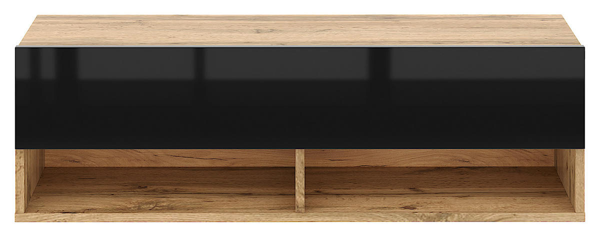 LOWBOARD DERBY  in 100/31,5/32,5 cm  - Schwarz Hochglanz/Eiche Wotan, Design, Holzwerkstoff (100/31,5/32,5cm) - Livetastic