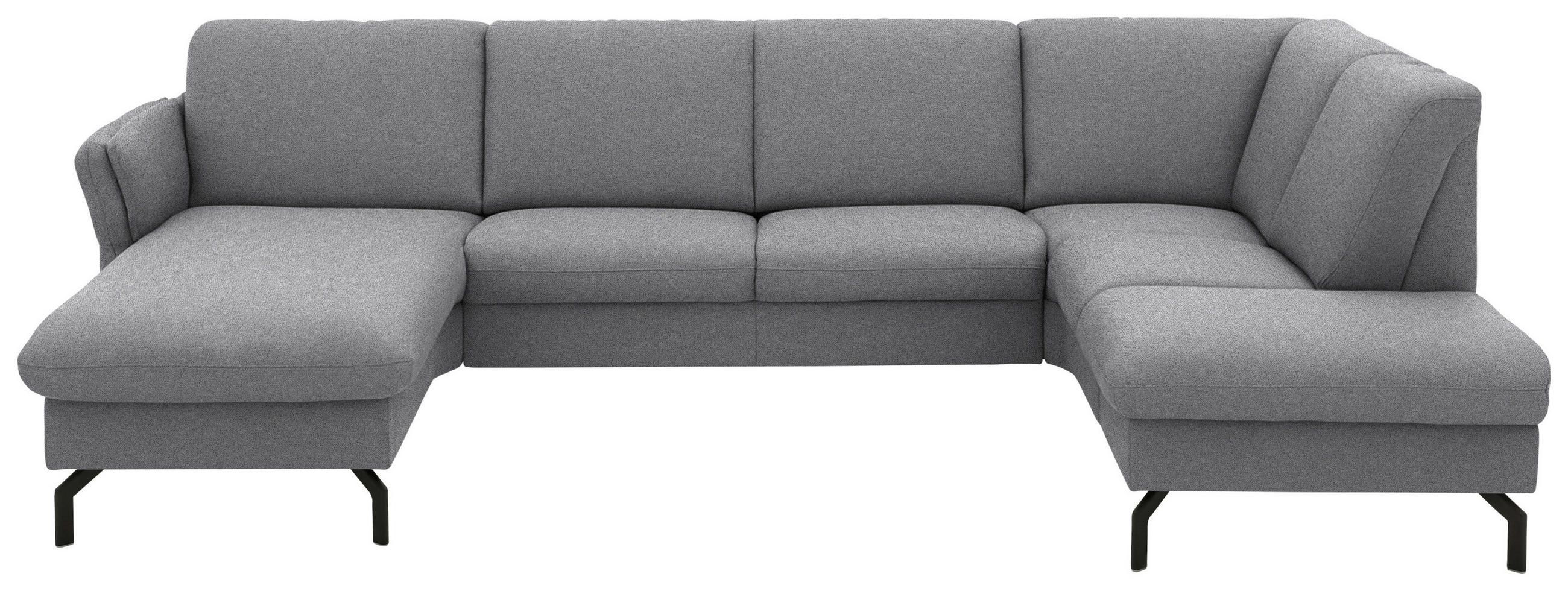 WOHNLANDSCHAFT  Flachgewebe Grau  - Schwarz/Grau, Konventionell, Textil/Metall (170/307/190cm) - Beldomo Comfort