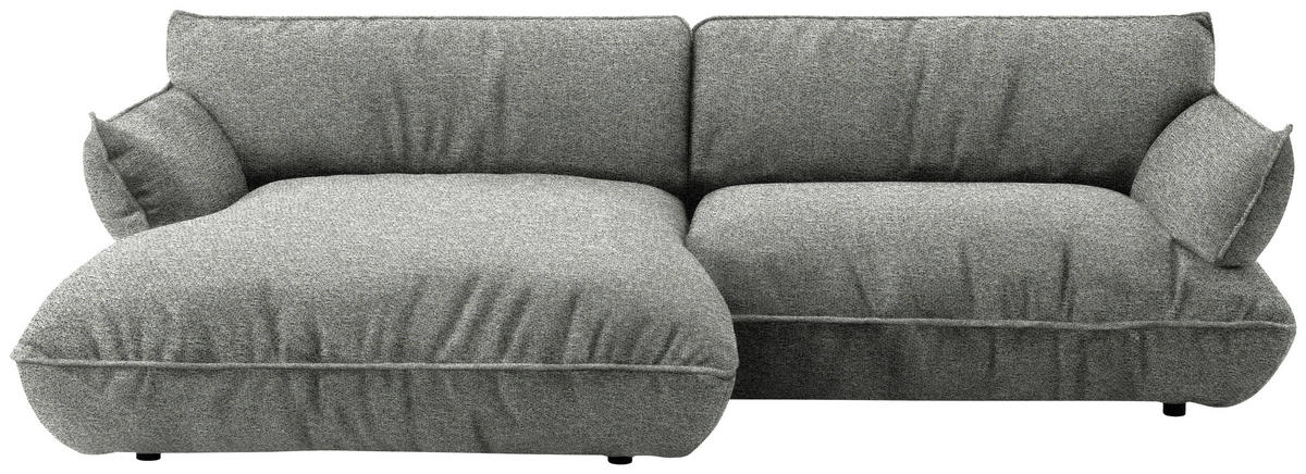 ECKSOFA  in Flachgewebe Grau  185/264 cm  - Schwarz/Grau, Design, Kunststoff/Textil (185/264cm) - Belluti
