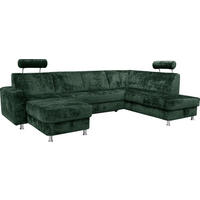 SEDACIA SÚPRAVA, textil, zelená - zelená/chrómová, Design, textil/plast (165/301/198cm) - Xora