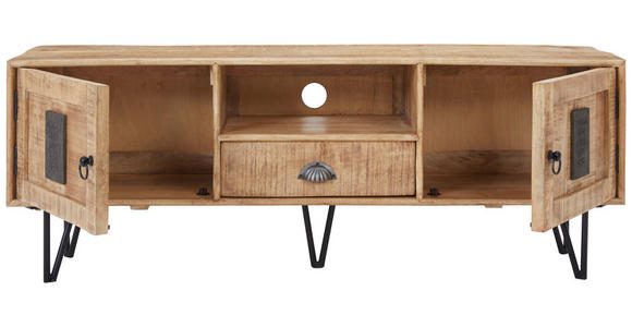 LOWBOARD in 145/53/40 cm - Hellbraun/Schwarz, LIFESTYLE, Holz/Metall (145/53/40cm) - Landscape