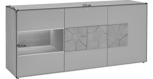 SIDEBOARD Kerneiche vollmassiv gebürstet, gewachst, lackiert, matt Eichefarben, Fango - Fango/Eichefarben, Design, Glas/Holz (175/81/49cm) - Valnatura