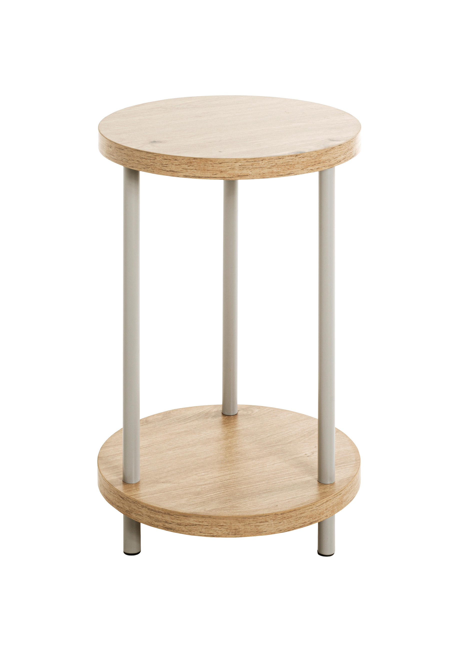 BEISTELLTISCH Grau, Eichefarben, Beige rund  - Eichefarben/Beige, Trend, Holzwerkstoff/Metall (30/50cm)
