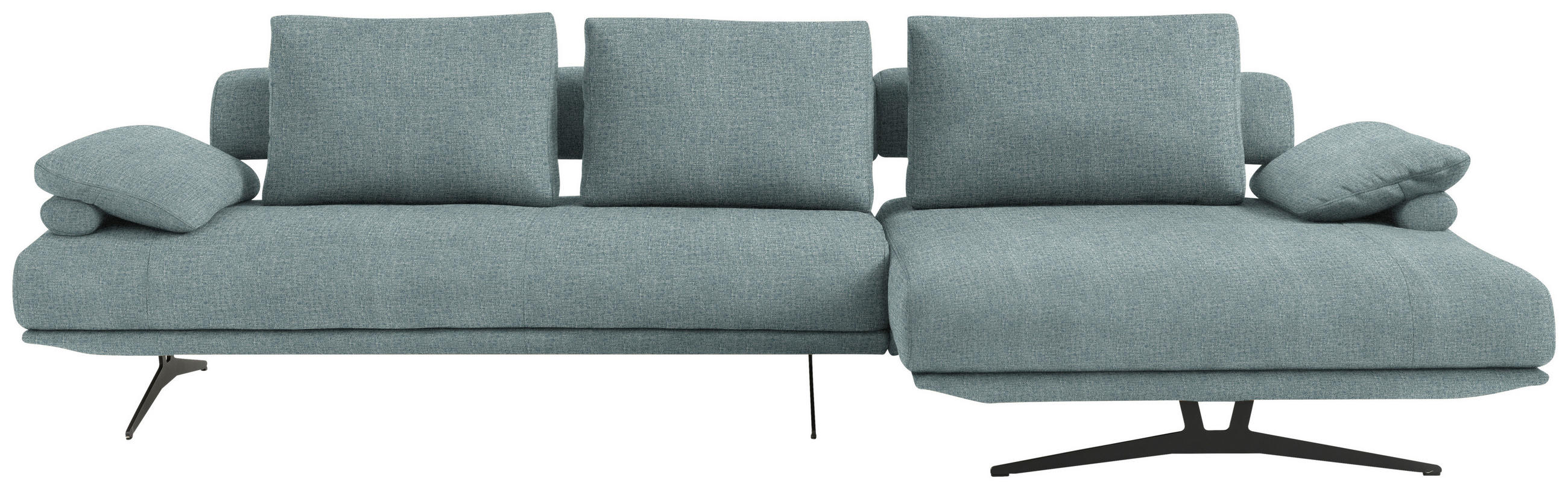 ECKSOFA in Chenille Blau  - Blau/Schwarz, Design, Textil/Metall (334/168cm) - Dieter Knoll