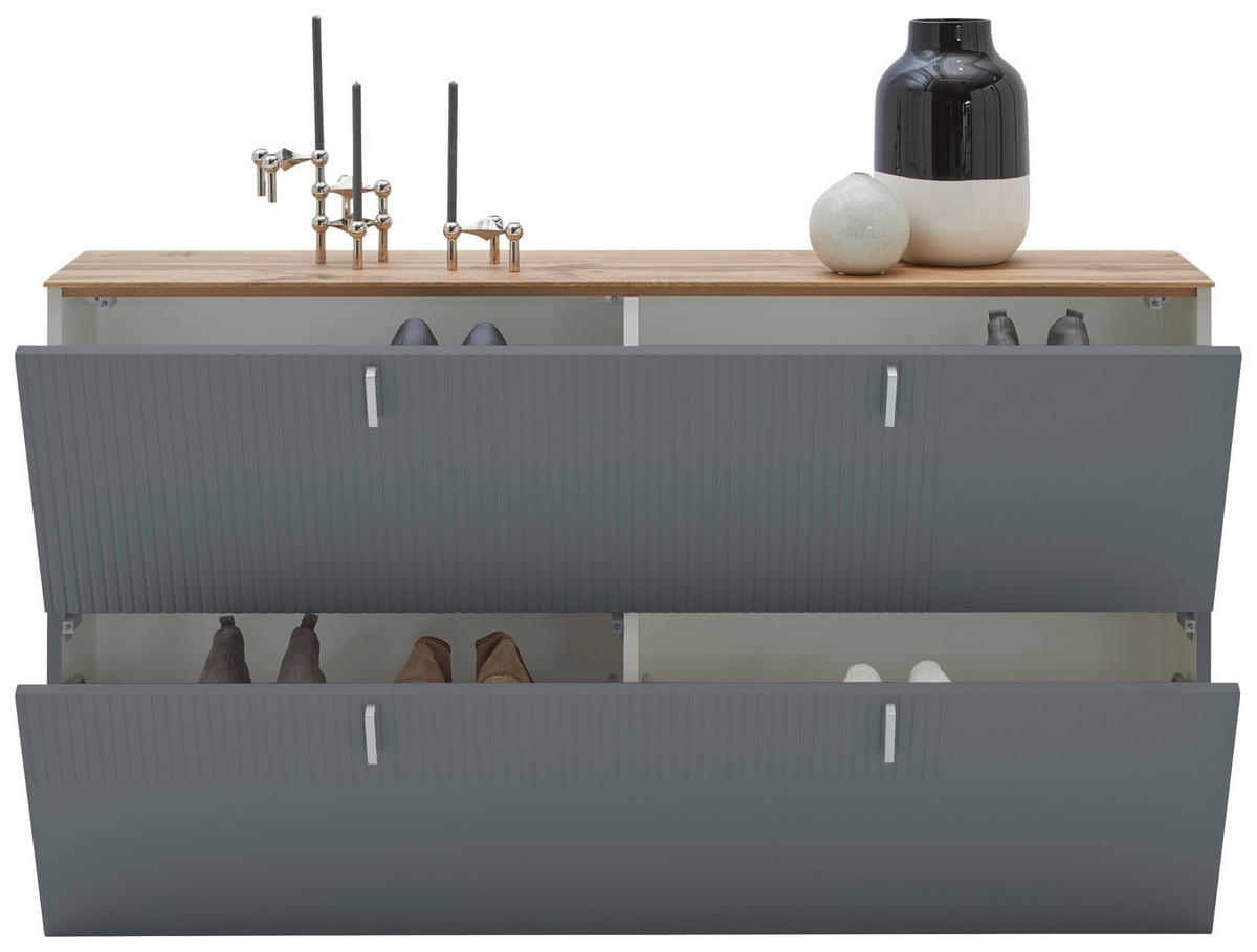 HÄNGESCHUHSCHRANK  in 140/79/28 cm  - Eichefarben/Alufarben, Design, Holz/Holzwerkstoff (140/79/28cm) - Dieter Knoll