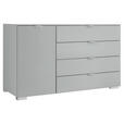 KOMMODE , 120/77/40 cm, 4 Schublade(n)  - Alufarben/Grau, Basics, Holzwerkstoff/Kunststoff (120/77/40cm) - Moderano