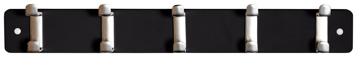 HAKENLEISTE  in Schwarz, Edelstahlfarben  - Edelstahlfarben/Schwarz, MODERN, Holzwerkstoff/Metall (55/7/6cm)