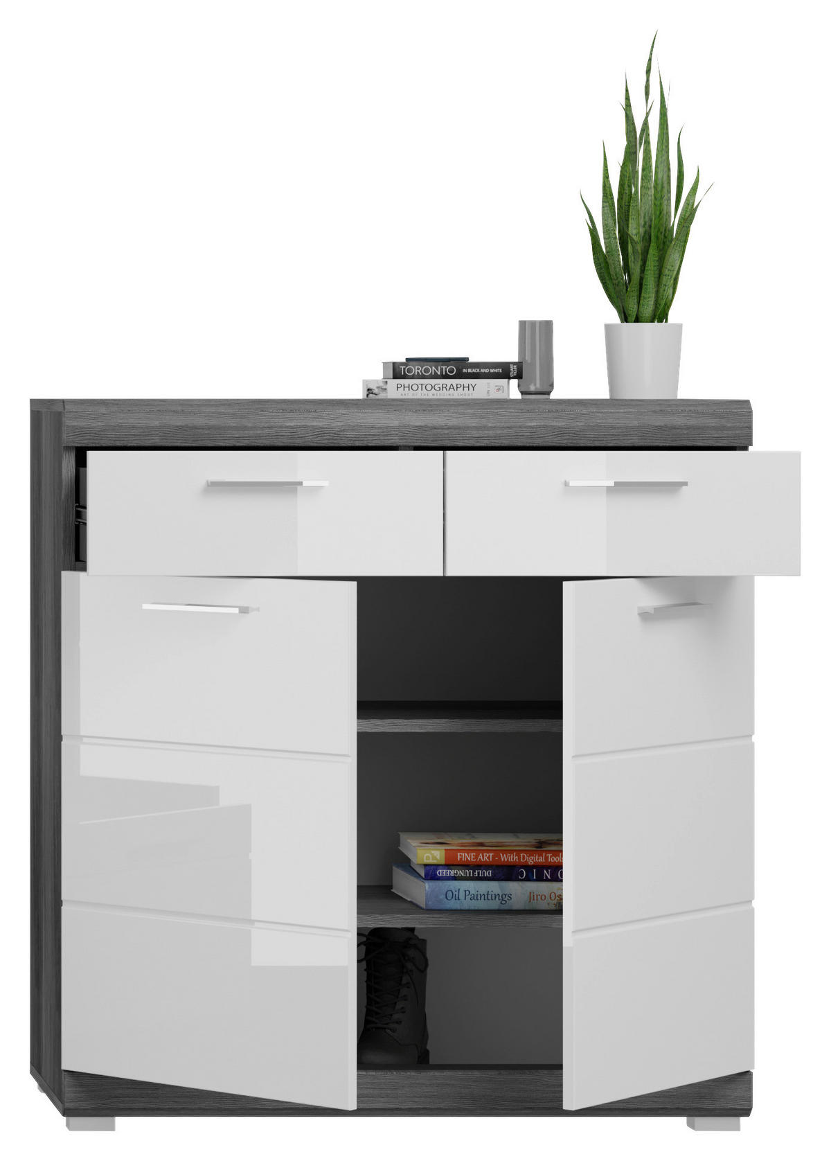 PREDSOBA srebrne barve, bela, temno siva - srebrne barve/temno siva, Design, steklo/leseni material (195/197/40cm) - MID.YOU