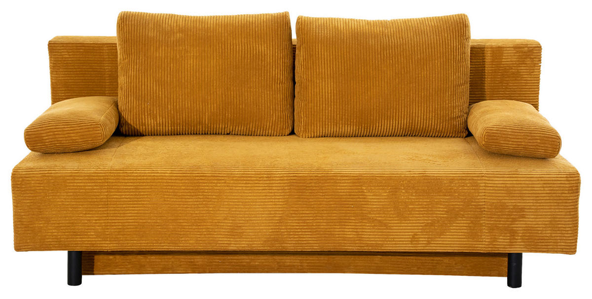 SOFA in Feincord Currygelb  - Currygelb/Schwarz, Konventionell, Holz/Textil (191/92/89cm) - MID.YOU