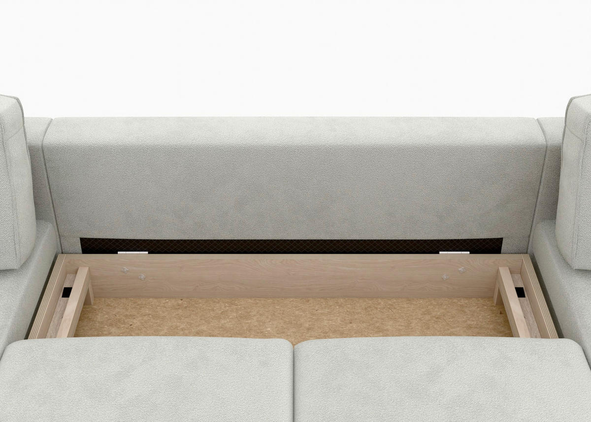 WOHNLANDSCHAFT Weiß Struktur  - Schwarz/Weiß, MODERN, Textil/Metall (161/306/161cm) - Trendmanufaktur