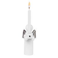 KERZENSTÄNDER - Weiss/Silberfarben, Konventionell, Keramik (2/6,5cm)