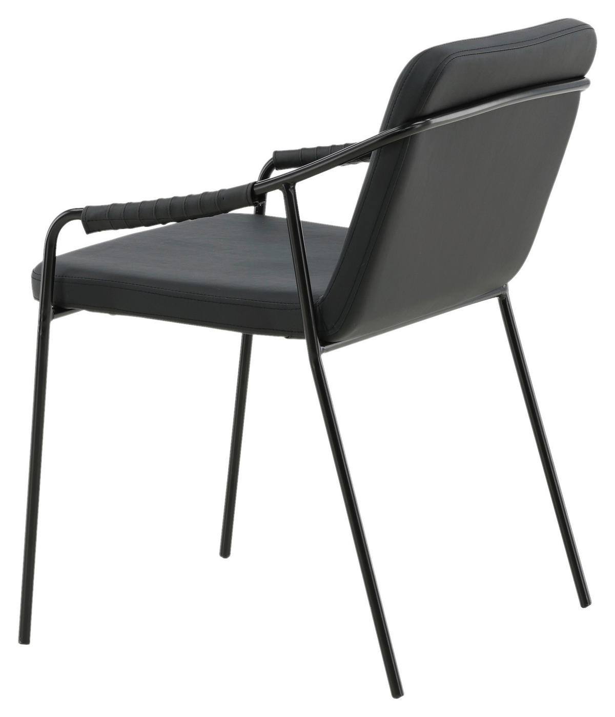 STUHL-SET 2 Stück  in Stahl Lederlook (vegan) Metall, Textil  - Schwarz, Design, Textil/Metall (53/77/59cm) - Livetastic