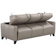 SCHLAFSOFA  in Echtleder Hellgrau  - Eiche dunkel/Hellgrau, Design, Leder/Holz (206/89/97cm) - Novel