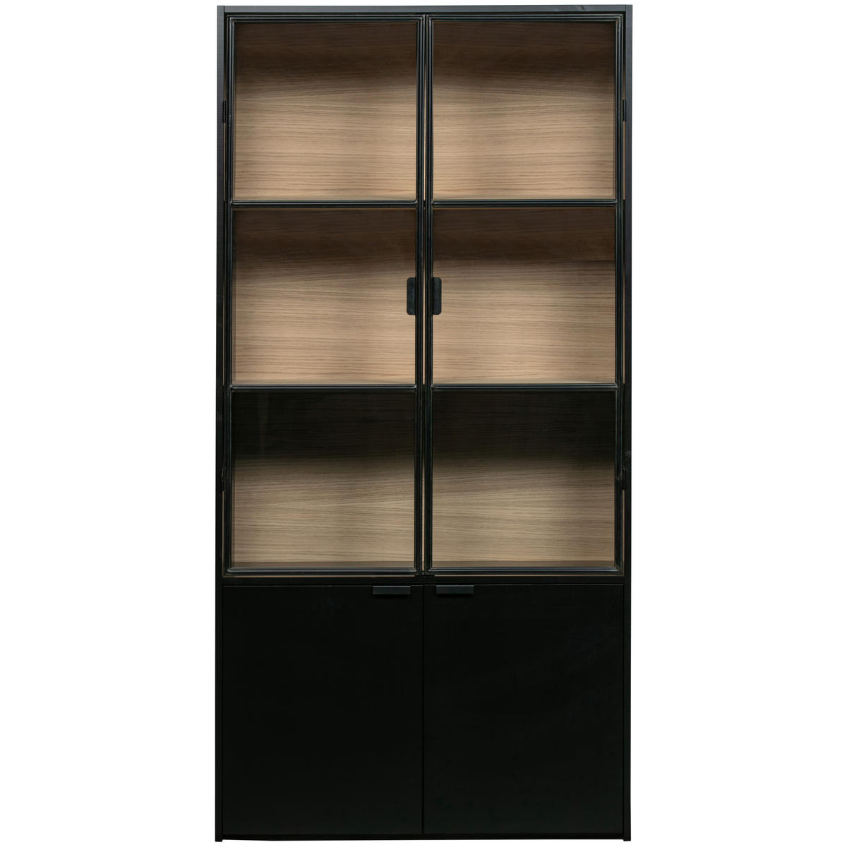 VITRINE in Kiefer Schwarz  - Schwarz, Design, Glas/Holz (100/200/40cm) - Livetastic