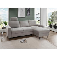 ECKSCHLAFSOFA Passione in Chenille Grau  - Schwarz/Grau, MODERN, Holz/Textil (234/147cm) - Livetastic