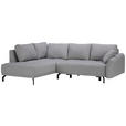 ECKSOFA Grau Webstoff Zierkissen, Rückenkissen, Bettkasten, Schlaffunktion, Rücken echt  - Schwarz/Grau, Design, Textil/Metall (191/250cm) - Carryhome