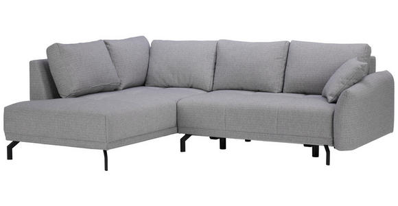 ECKSOFA Grau Webstoff Zierkissen, Rückenkissen, Bettkasten, Schlaffunktion, Rücken echt  - Schwarz/Grau, Design, Textil/Metall (191/250cm) - Carryhome