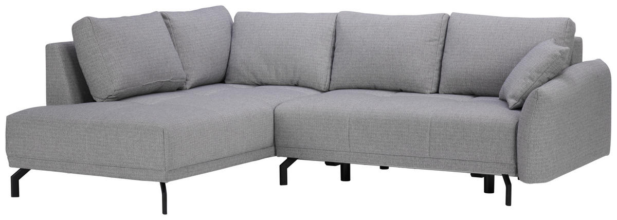 ECKSOFA Grau Webstoff  - Schwarz/Grau, Design, Textil/Metall (191/250cm) - Carryhome