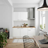 KÜCHENBLOCK Touch 180 cm  in Weiß, Eichefarben  - Edelstahlfarben/Eichefarben, MODERN, Holzwerkstoff/Metall (180cm) - Nobilia