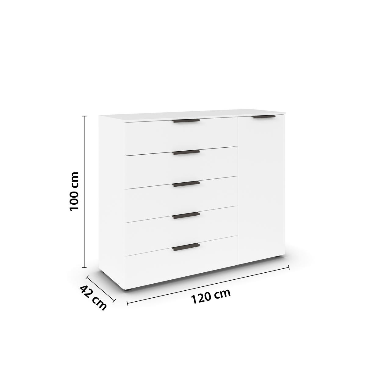 KOMMODE 120/100/42 cm  in Weiss, Graphitfarben  - Weiss/Graphitfarben, Modern, Holzwerkstoff/Kunststoff (120/100/42cm) - Rauch Möbel