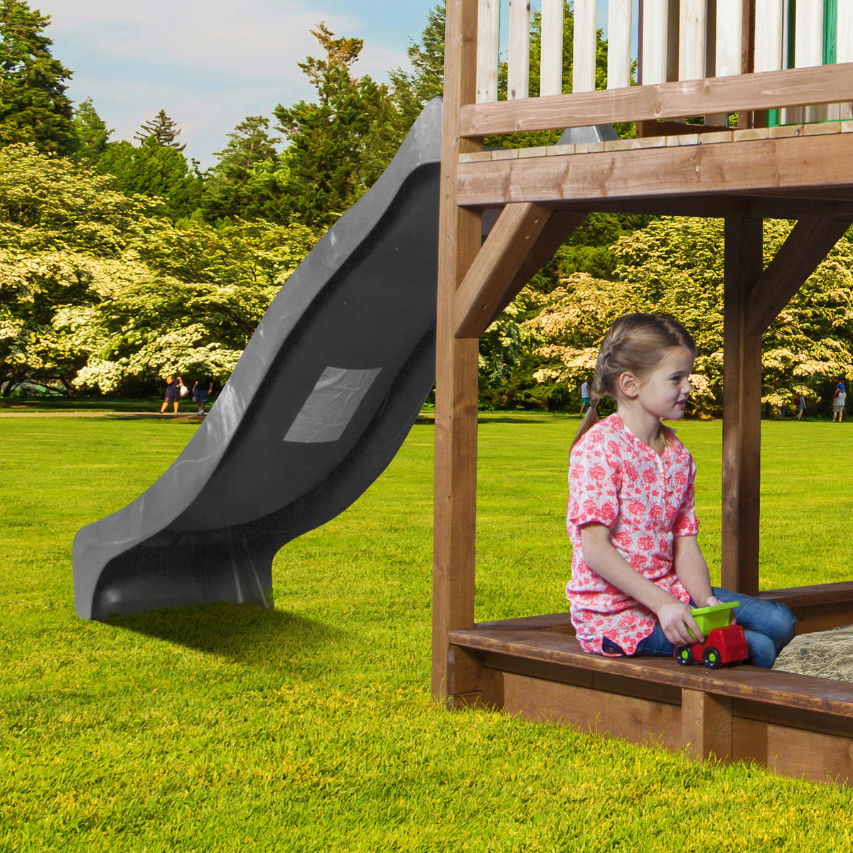 SPIELTURM 377/291/255 cm  - Braun/Grau, KONVENTIONELL, Holz (377/291/255cm) - Ambia Garden