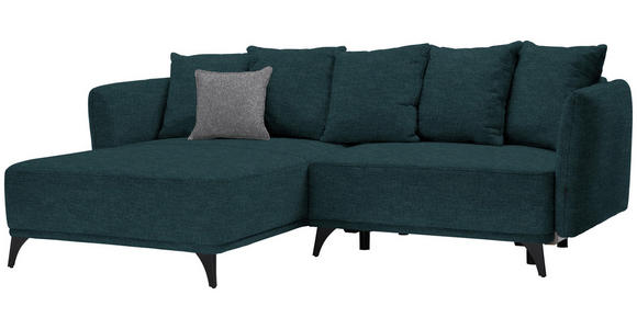 ECKSOFA  in Chenille Dunkelgrün  172/255 cm  - Dunkelgrün/Schwarz, LIFESTYLE, Textil/Metall (172/255cm) - Carryhome
