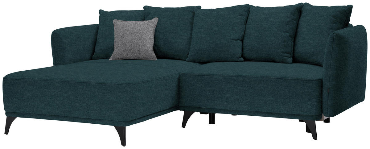 ECKSOFA in Chenille Dunkelgrün  172/255 cm  - Dunkelgrün/Schwarz, LIFESTYLE, Textil/Metall (172/255cm) - Carryhome