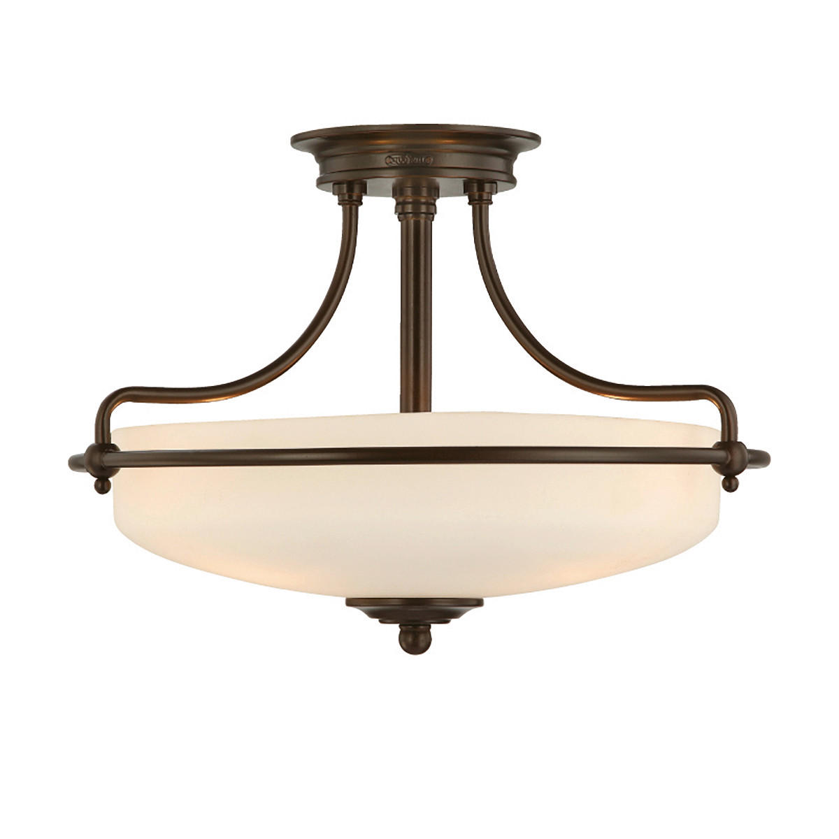 STROPNÉ SVIETIDLO, 42.2/30.1 cm  - bronzová/tmavohnedá, Natur, kov/sklo (42.2/30.1cm) - Elstead Lighting