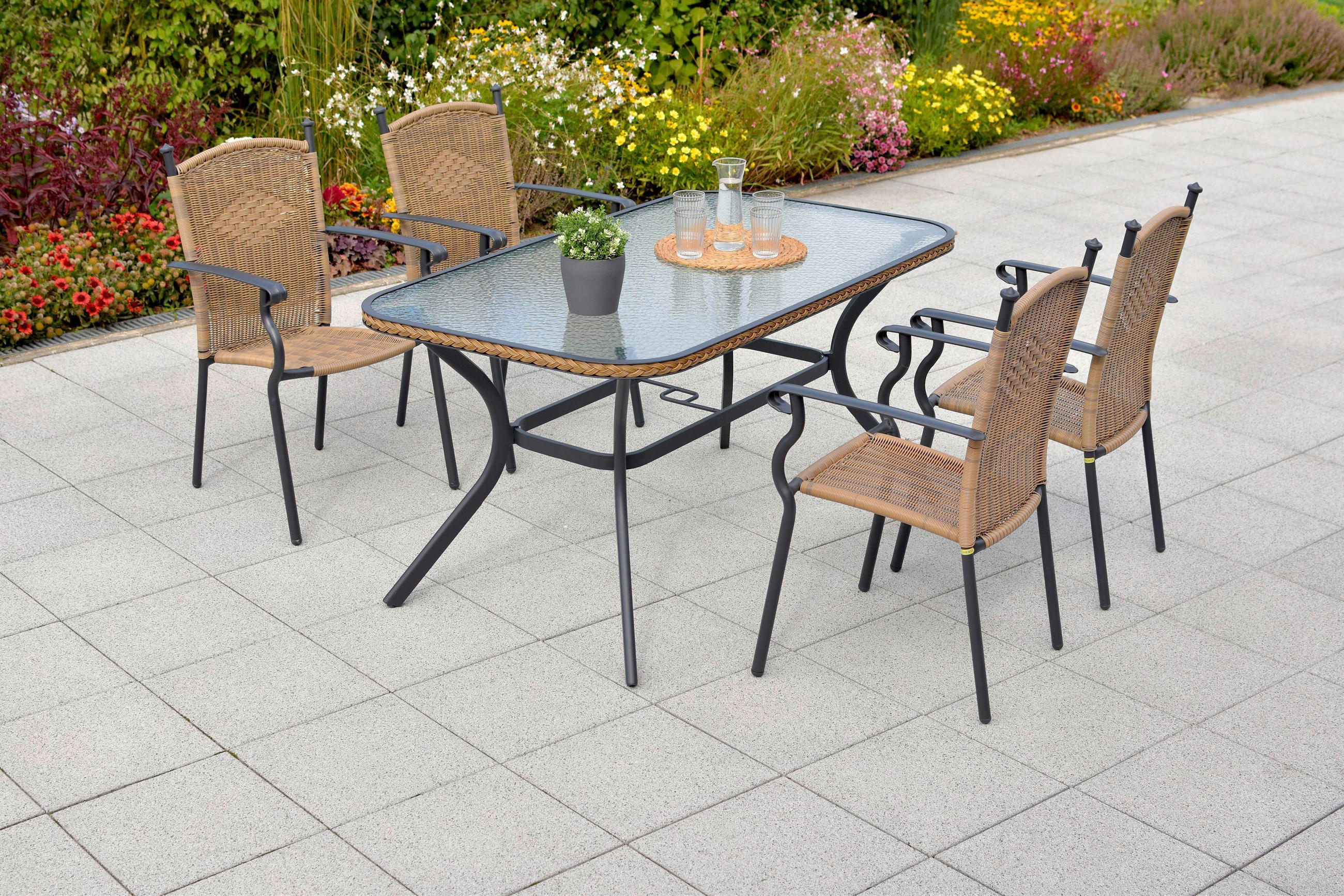 GARTENSET 5-teilig  - Graphitfarben/Naturfarben, MODERN, Kunststoff/Metall - Gardenson