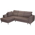 ECKSOFA Dunkelbraun Chenille  - Dunkelbraun/Schwarz, KONVENTIONELL, Textil/Metall (185/240cm) - Carryhome